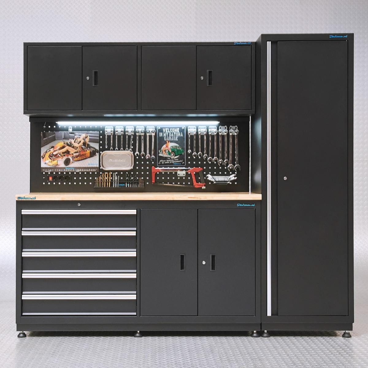 Datona Werkbank voor garage met zijkast, 160 cm