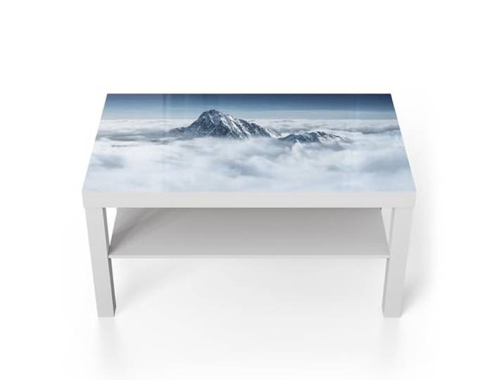 DEQORI Glastisch weiß groß 90x50 cm Motiv Himmlische Gipfel ausgefallener Beistelltisch aus Glas Hochglanz Couchtisch fürs Wohnzimmer moderner Couch Tisch mit Design