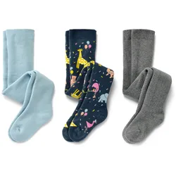 Tchibo - 3 Kinder-Frottee-Thermostrumpfhosen - Kinder - Gr. 122/128 - graublau/jacquard