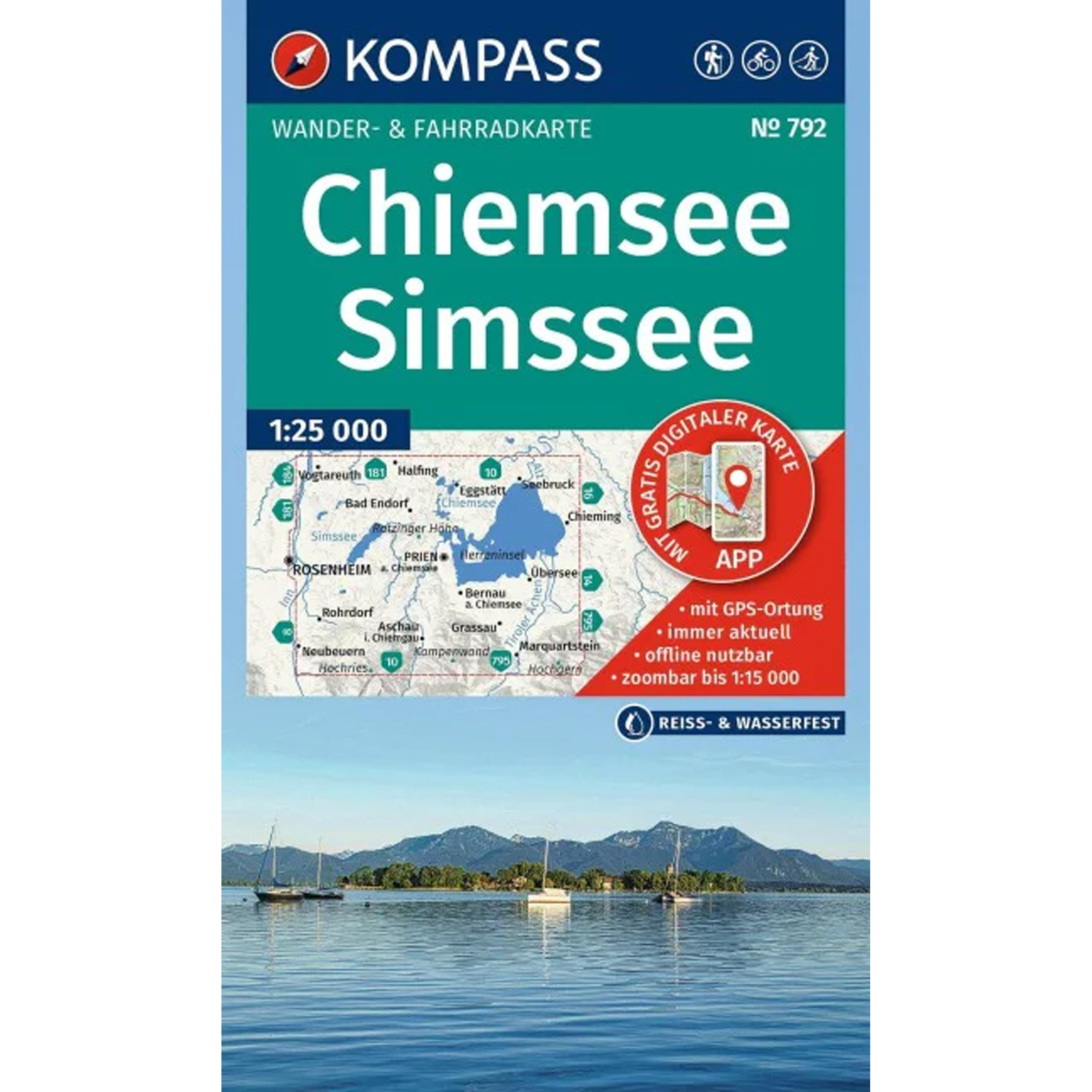 Kompass Verlag WK 792 Chiemsee - Simssee Topografische Karten 2. Aufl. 2026