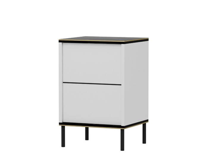 Livetastic Nachttisch Imaj Nachttisch, Schwarz, Weiß, Marmoroptik, 40x60x35 cm, einfacher Aufbau, Schlafzimmer, Nachttische