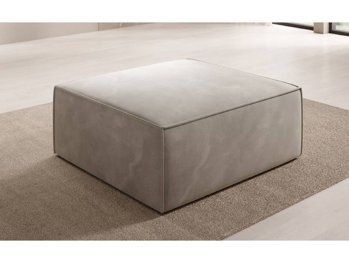 Beistellhocker Lesley in Samt - Beige - Samt - Luxusbetten24