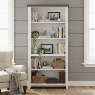 Bridgevine Home "72"" Farmhouse Bookcase with Five Shelves"