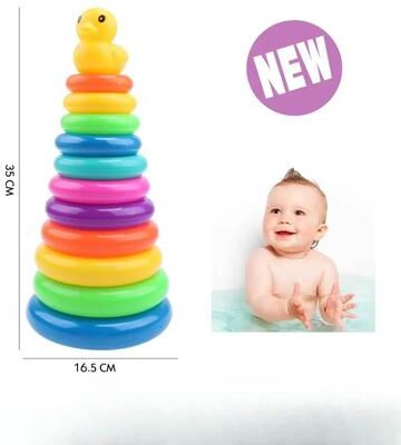 Inspired Finds Montessori Rainbow Animal Stacking Ring Tower Educational Toy For Toddlers 11 Stacks
