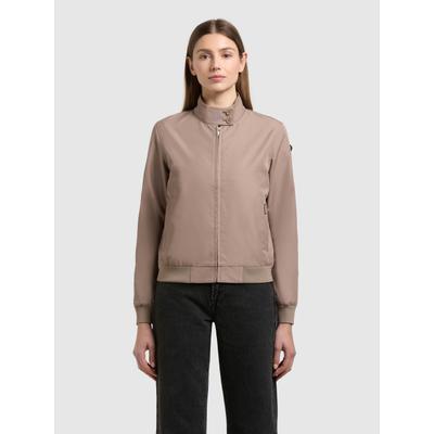 Blouson KHUJO "LIESEL", Damen, Gr. S, beige (latte braun), Web, 65% Baumwolle, 35% Polyester, unifarben, regular fit hüftlang, eingesetzt Rippstrickbündchen, Jacken Blouson
