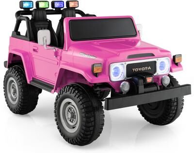 Costway 12V 2-Seat Licensed Kids Ride On Toyota FJ40 Car with 2.4G Remote Control-Pink