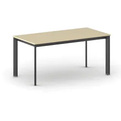 Konferenztisch PRIMO INVITATION 160x80 cm, schwarzes Metallgestell, Birke