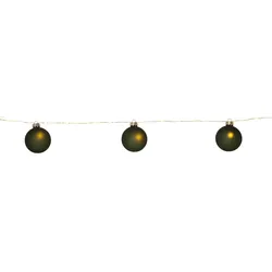 MARELIDA LED Lichterkette Weihnachtskugeln Christbaumkugel Timer Batterie Deko grün 1,6m