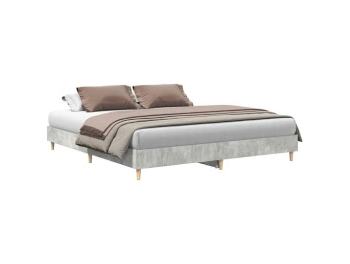 PUGYNBK Bettgestell ohne Matratze, Grau Beton, 160 x 200 cm Technisches Holz, Lattenrost inklusive, Unterboden-Design, feuchtigkeitsbeständig
