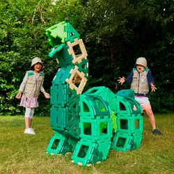 Polydron Large Dinosaurier Bauset 130 Teile - Magnetische Bausteine, Fördert Kreativität, STEM Spielzeug