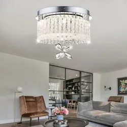 Kronleuchter Deckenleuchte Deckenlampe Wohnzimmerleuchte Kristallleuchte, Glasbehang Kristalle klar, LED 12W 840Lm neutralweiß, DxH 28x22cm
