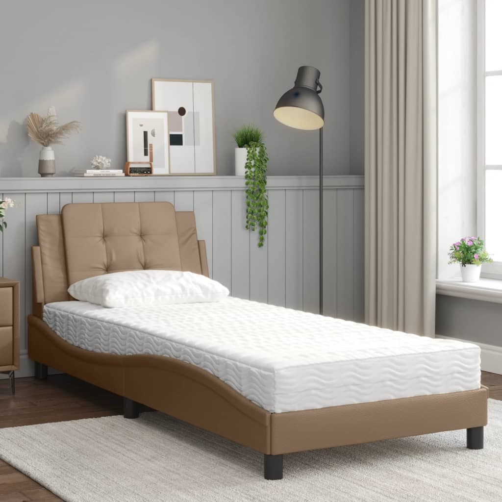 vidaXL Lit avec matelas Zadar cappuccino 80x200 cm similicuir