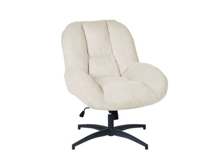 Fauteuil d'appoint pivotant en velours côtelé, hauteur réglable, beige