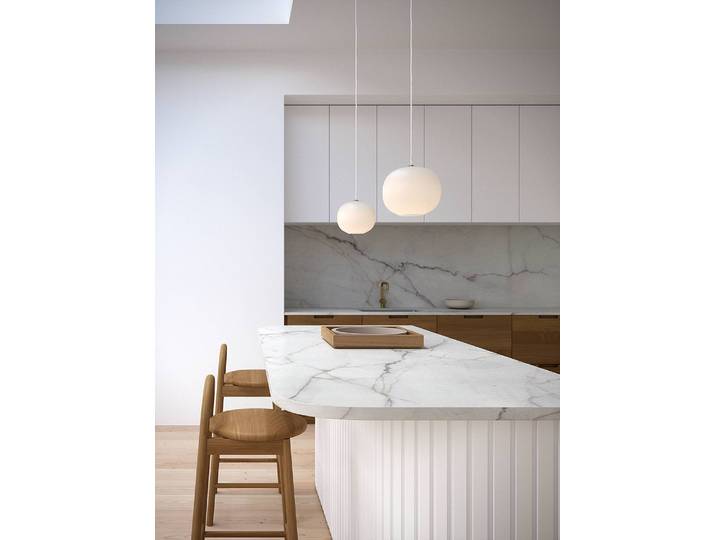 Suspension Navone Ø 20cm Blanc Laiton poli Verre opalin E27