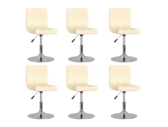 HGPOTUY Esszimmerstühle 6 STK. Drehbar Creme Stoff Höhenverstellbar, 360 Grad Drehung, verchromtes Stahlgestell, weicher Sitzkomfort