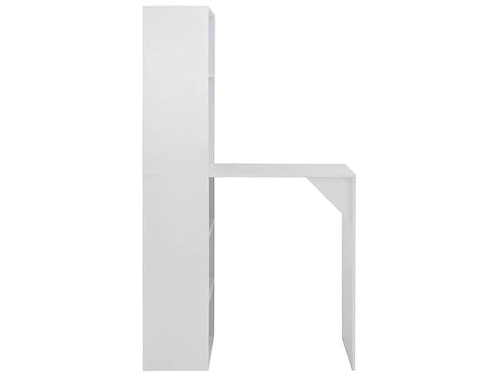 KGHERMDF Bartisch mit Schrank Weiß 115x59x200 cm Stehtisch mit Stauraum, Holzwerkstoff, L-förmiger Rahmen, stabil, für Küche und Essbereich