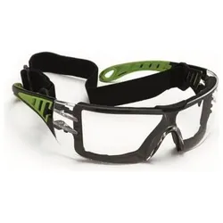 Elmag, Schutzbrille + Gesichtsschutz, - Schutzbrille farblos schwarz/grün PC2mm kratzfest & antifog