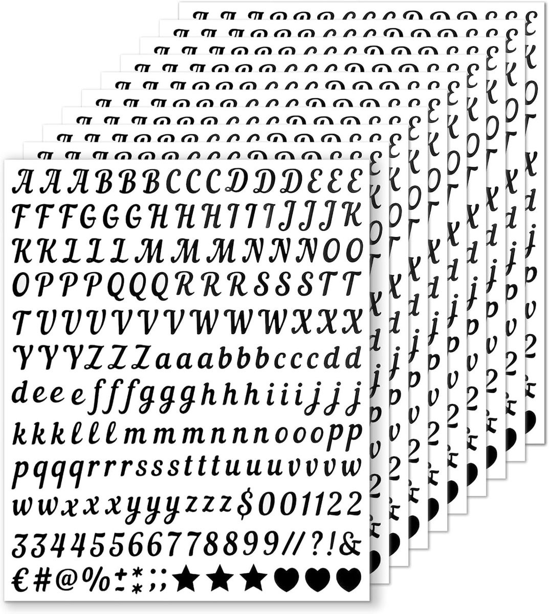 10 Vel Zelfklevende Letterstickers voor DIY, Scrapbook en Schoolprojecten