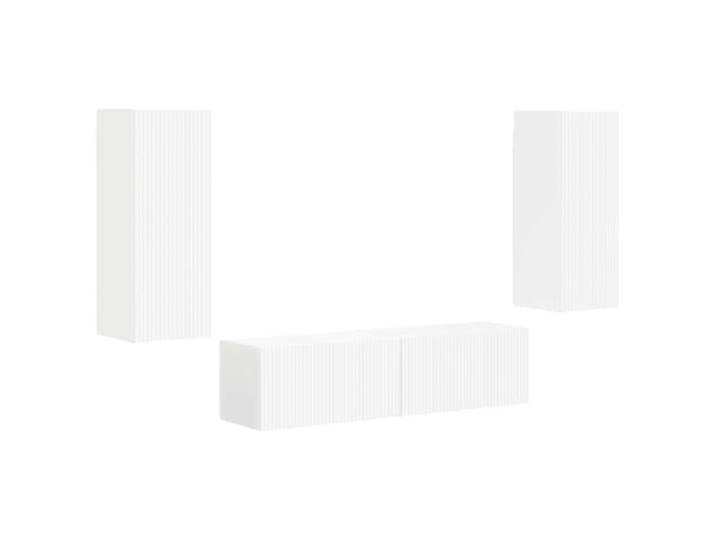 Makastle TV-Schrank 2er-Set Weiß Holzwerkstoff Wandmontage