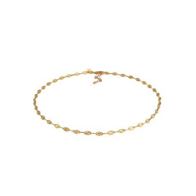 Choker ELLI PREMIUM "Halskette Choker Plättchen Design Stern Look 925 Silber" Gr. 36, gold, Halsketten, Damen, ohne Stein, Silber 925 (Sterlingsilber)