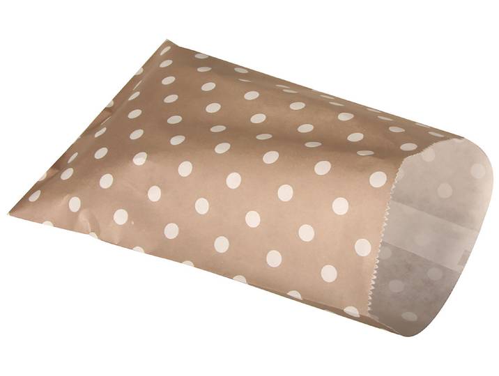 Rayher Papiertütchen Lebensmittelecht Beige mit Punkten 25 Stück