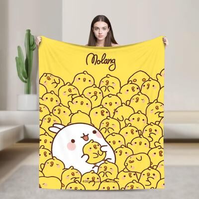 Shop Station Molang & Piupiu Flannel Throw Blanket Soft Cozy Cartoon Fleece Bed Throw For Sofa, Travel & Bedroom 7 29.92 40.16 In