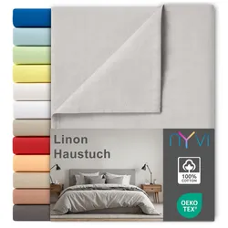 NYVI Linon Deluxe Bettlaken ohne Gummizug aus 100% atmungsaktiver Baumwolle - Betttuch auch als Sommerdecke nutzbar Farbe:Silber;Größe:240x260 cm