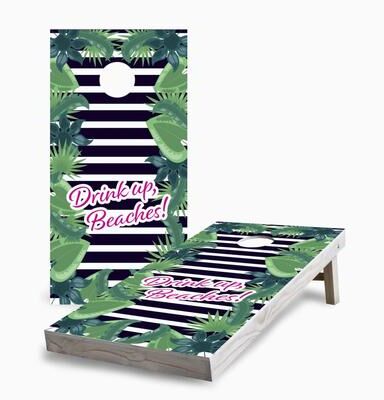 Skip's Garage Drink Up, Beaches Regulation 2x4 Cornhole Game Set
