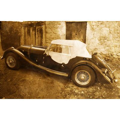 Fototapete PAPERMOON "OLDTIMER MG CABRIO", bunt, B:5m L:2,8m, Vlies, Tapeten