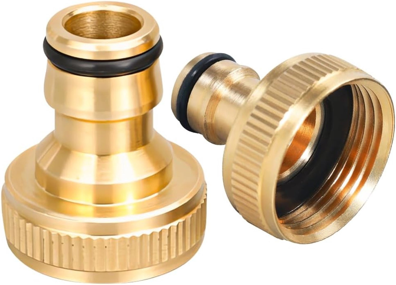 SnelShoppen Messing Kraanadapter 1 inch met Dichting, Goud, 2 stuks