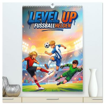 Level Up – Fußballhelden (hochwertiger Premium Wandkalender 2027 DIN A2 hoch), Kunstdruck in Hochglanz
