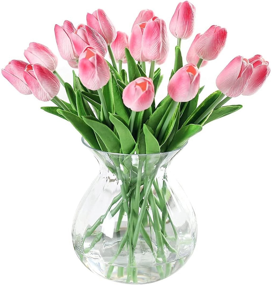 Omgoods - 20 stuks kunstmatige tulpen in roze voor bruiloften en decoratie