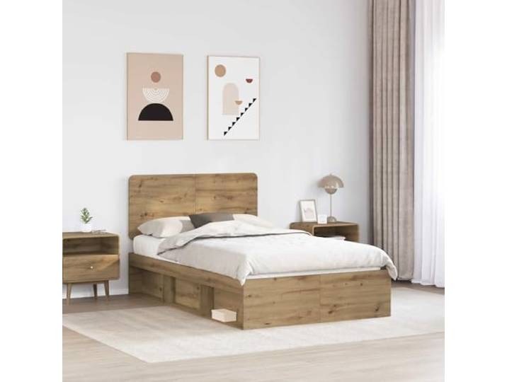 KTHLBRH Bettgestell Eiche 120 x 190 cm Modernes Design, klare Linien, geeignet für jedes Zimmer