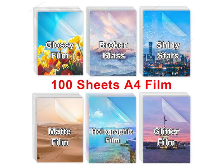 100 feuilles Film de stratification à froid A4 taille étoiles clair auto-adhésif imperméable arc-en-ciel Transparent superposition Photo Film de stratification