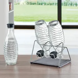 Gravidus Abtropfgestell für 2 Flaschen mit Mikrofasermatte & Deckenhalter ca. 21x17x14 cm