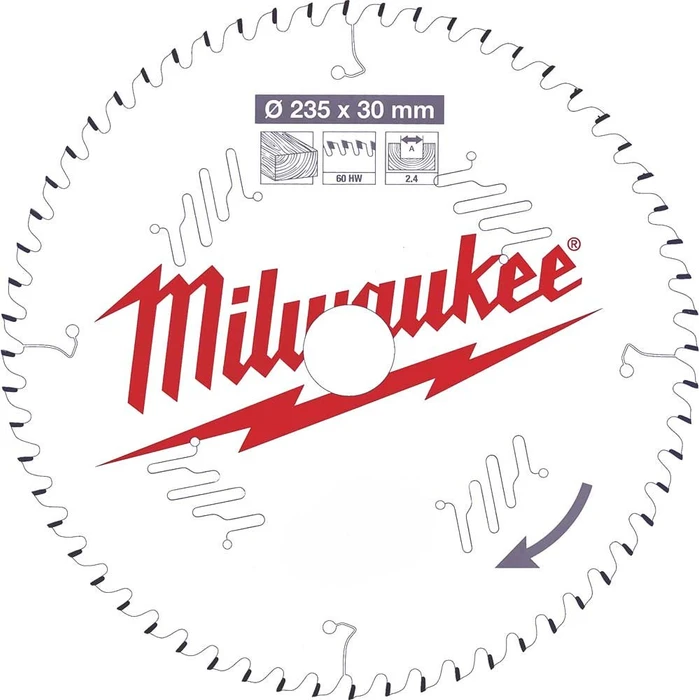 Milwaukee Kreissägeblatt für Holz Wechselzahn 235/30 mm 60 Zähne (24220749)