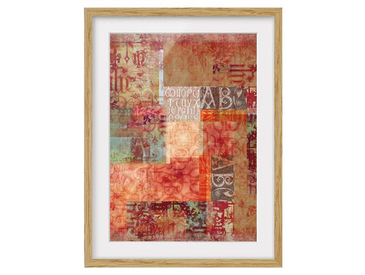 Impression d’art caractères IV Chêne massif naturel Multicolore 30 x 40cm