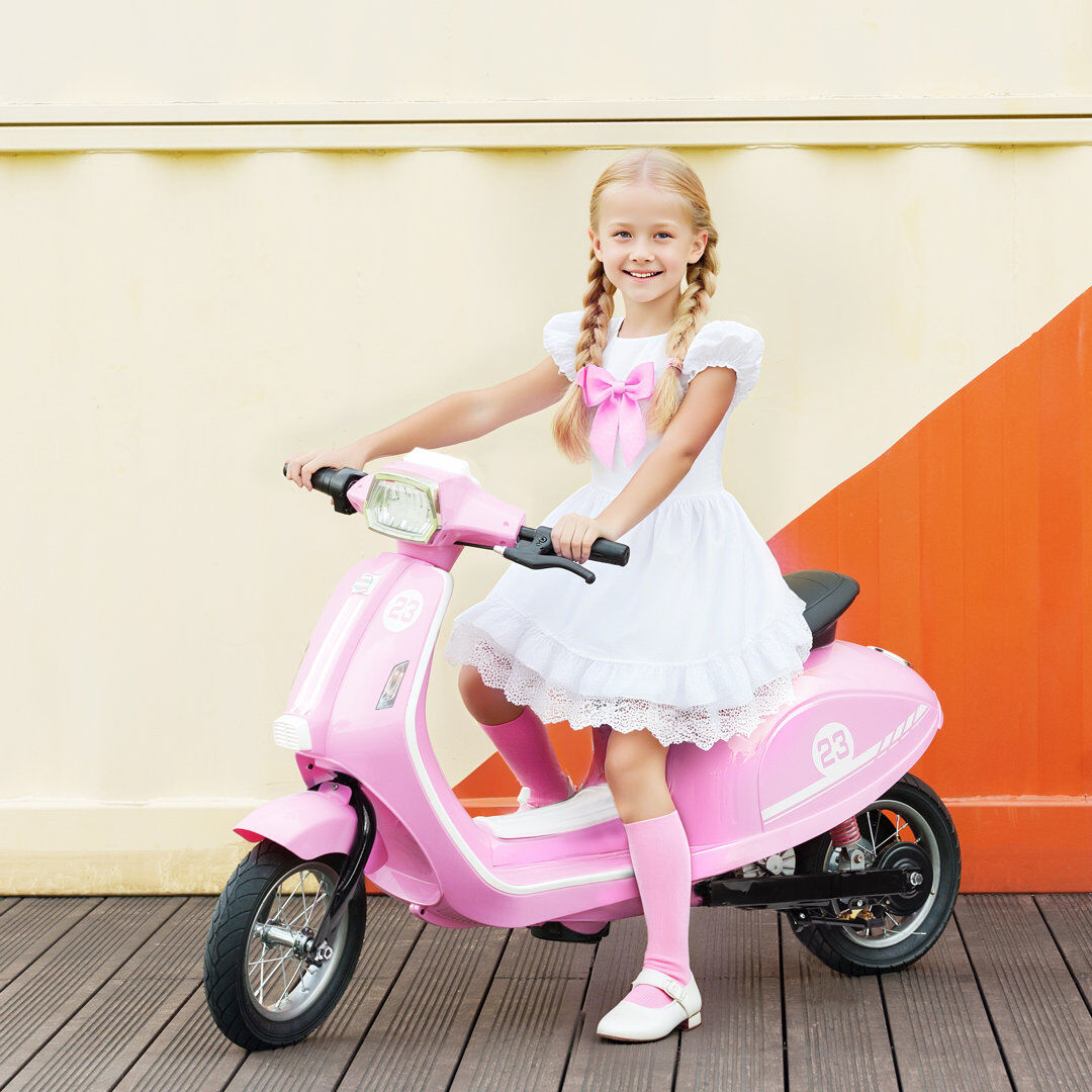 HOMCOM AIYAPLAY 24V Battery Powered Ride on Motorcycle with Manual Throttle Pink