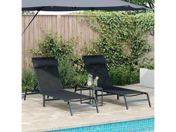 Bain de Soleil - NANAS - Transats 2-personne - Lot de 3 - 2 PLACES - Noir et anthracite Acier 1724013603