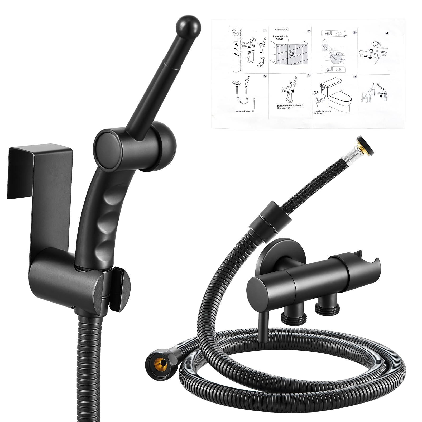 Selius Bidet handdouche sproeier set voor toilet, zwart