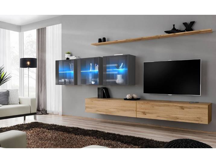 Xlmoebel Wohnwand 7tlg Luxus TV-Ständer Sideboard Wandschrank 340cm Einrichtung, (7-St), Made in Europa