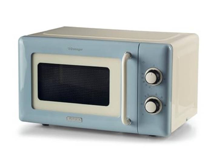 Ariete 3960 Mikrowelle Vintage, 800 W, Fassungsvermögen 20 l, 3 Funktionen, 6 Kochstufen, Timer, hellblau