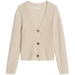 Marc O'Polo Damen Strickjacke - CARDIGANS LONGSLEEVE, V-Neck, Baumwolle Beige / M