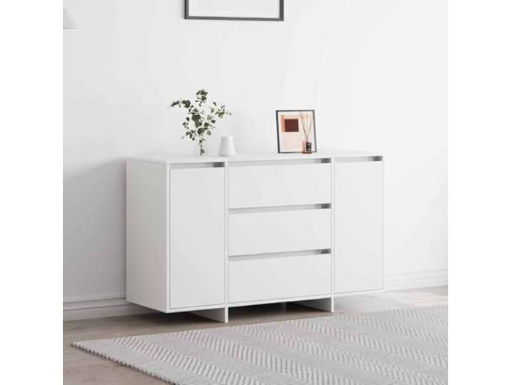 HEFZGDB Weißes Sideboard aus Holzwerkstoff mit Stauraum, zeitgenössisches Sideboard mit Regalen und Schubladen, modernes mit Schubladen für Wohnzimmer, modernes Stauraummöbel mit in Weiß
