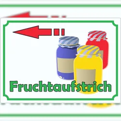 HB-Druck Fruchtaufstrich Marmelade Werbeaufkleber mit Pfeil nach links Hofladen Verkaufsförderung A6 (105x148mm)