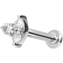 14 Karat Gold Labret mit Innengewinde MOISSANIT-DESIGN