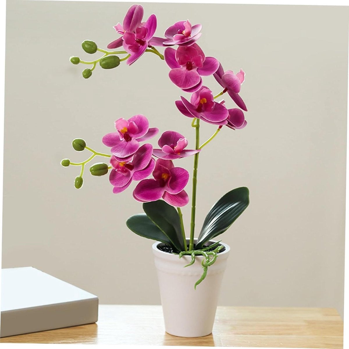 Paarse kunstorchidee in pot, realistische decoratieve nep orchidee, Hoogte: 40 cm