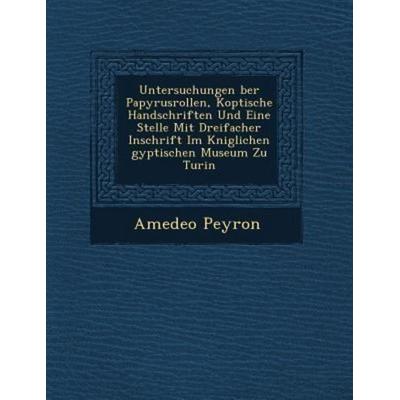 Untersuchungen ber Papyrusrollen, Koptische Handschriften Und Eine Stelle Mit Dreifacher Inschrift Im Kniglichen gyptischen Mu, von Amedeo Peyron,