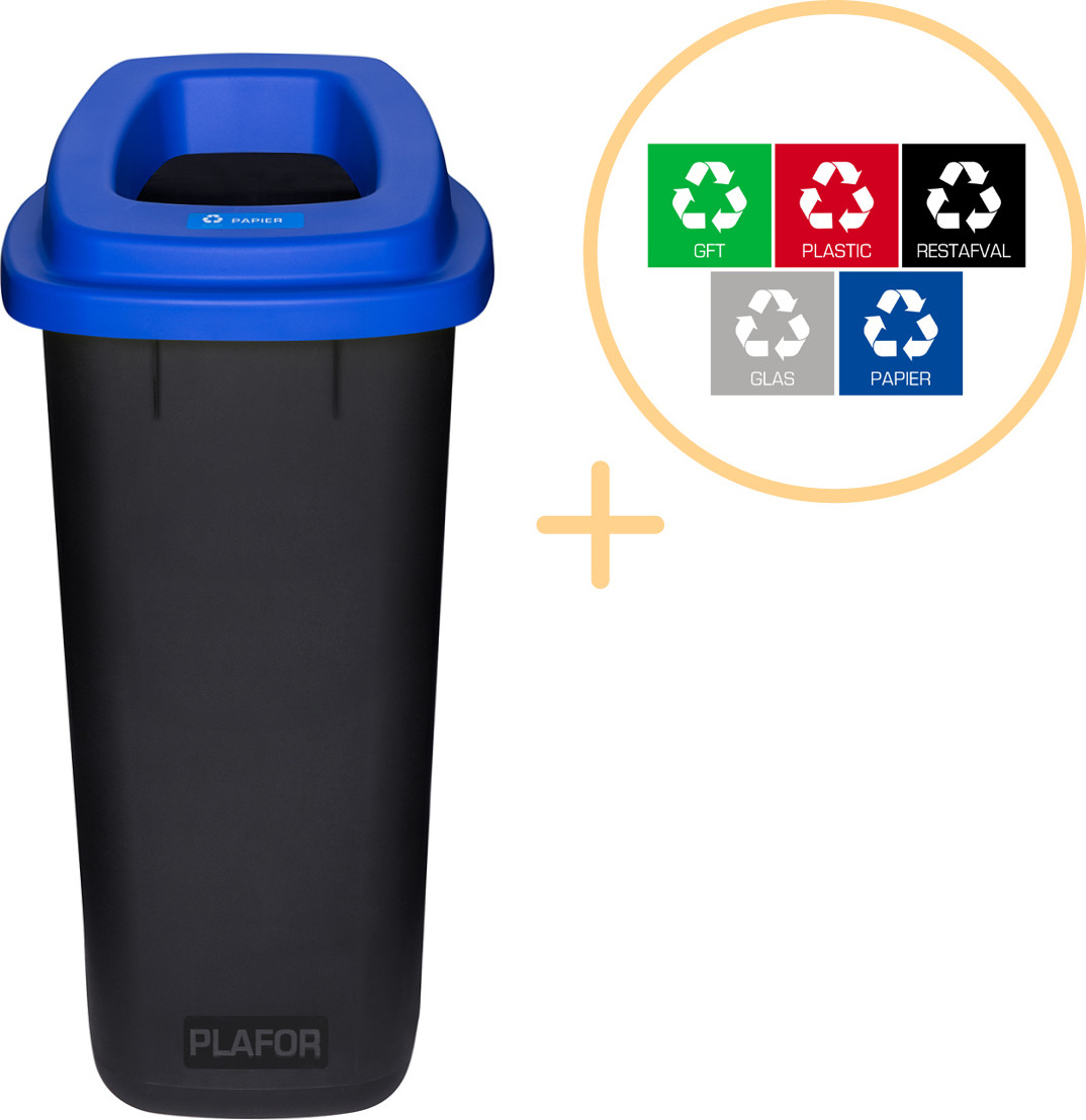 Plafor Prullenbak Recycling 90l Blauw