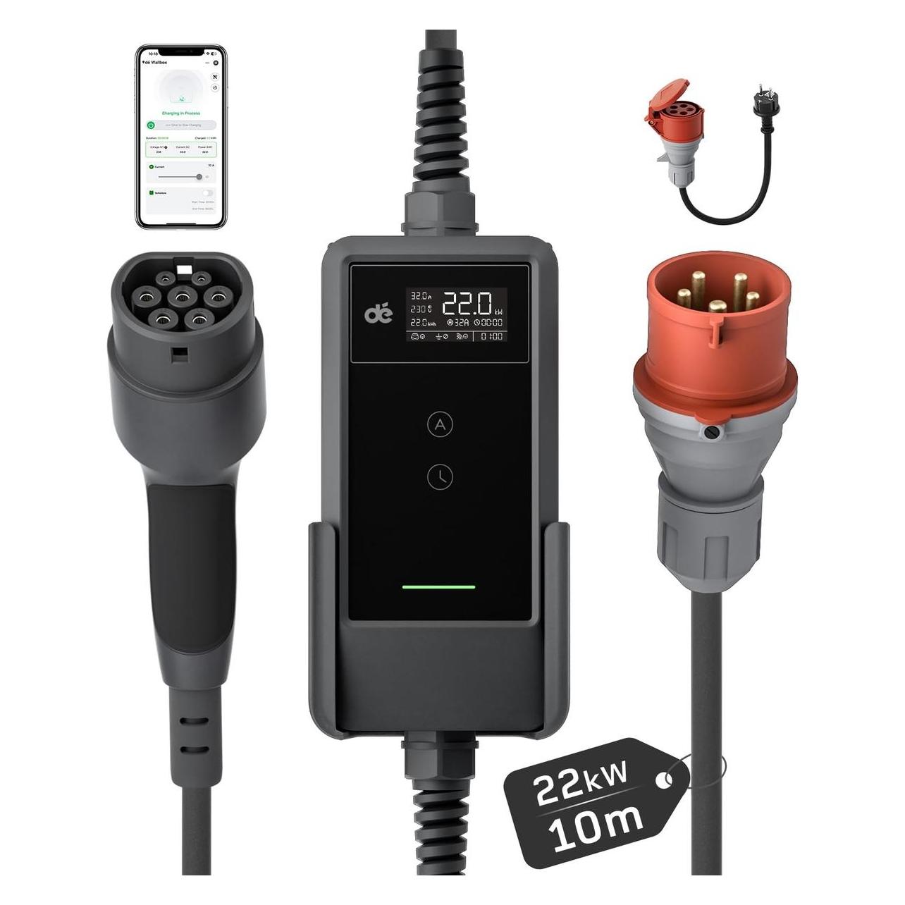 NoName d 22-kW-Tragbares Ladegerät mit 10 m langem Kabel (APP-Version) (22 kW) (73427750)